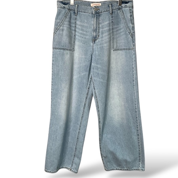 LUCKY BRAND 100% Cotton Light Wash Wide Leg Jeans Patch Pockets 14R - Picture 3 of 9